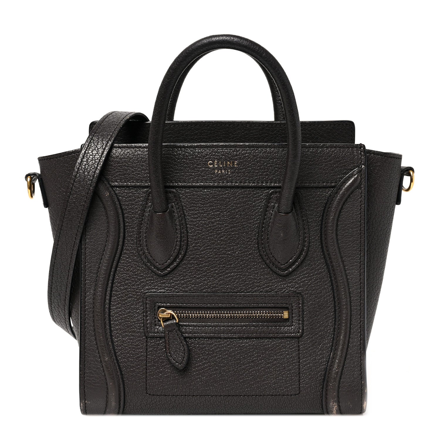 Celine Drummed Calfskin Nano Luggage Black 1 of 11