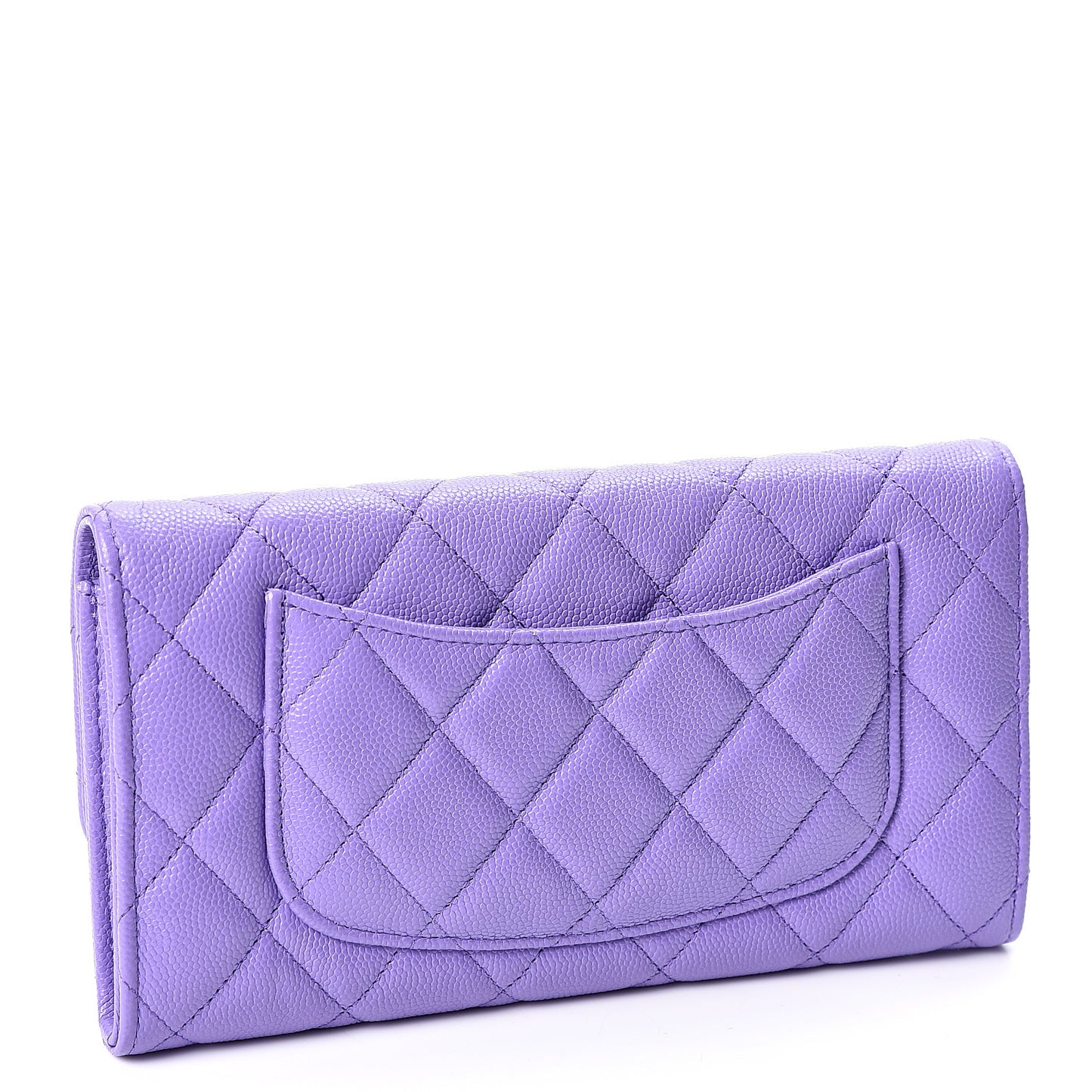 Caviar Quilted Large Flap Wallet Purple