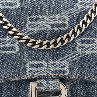 Balenciaga Denim BB Monogram Hourglass Chain Bag Blue 7 of 9