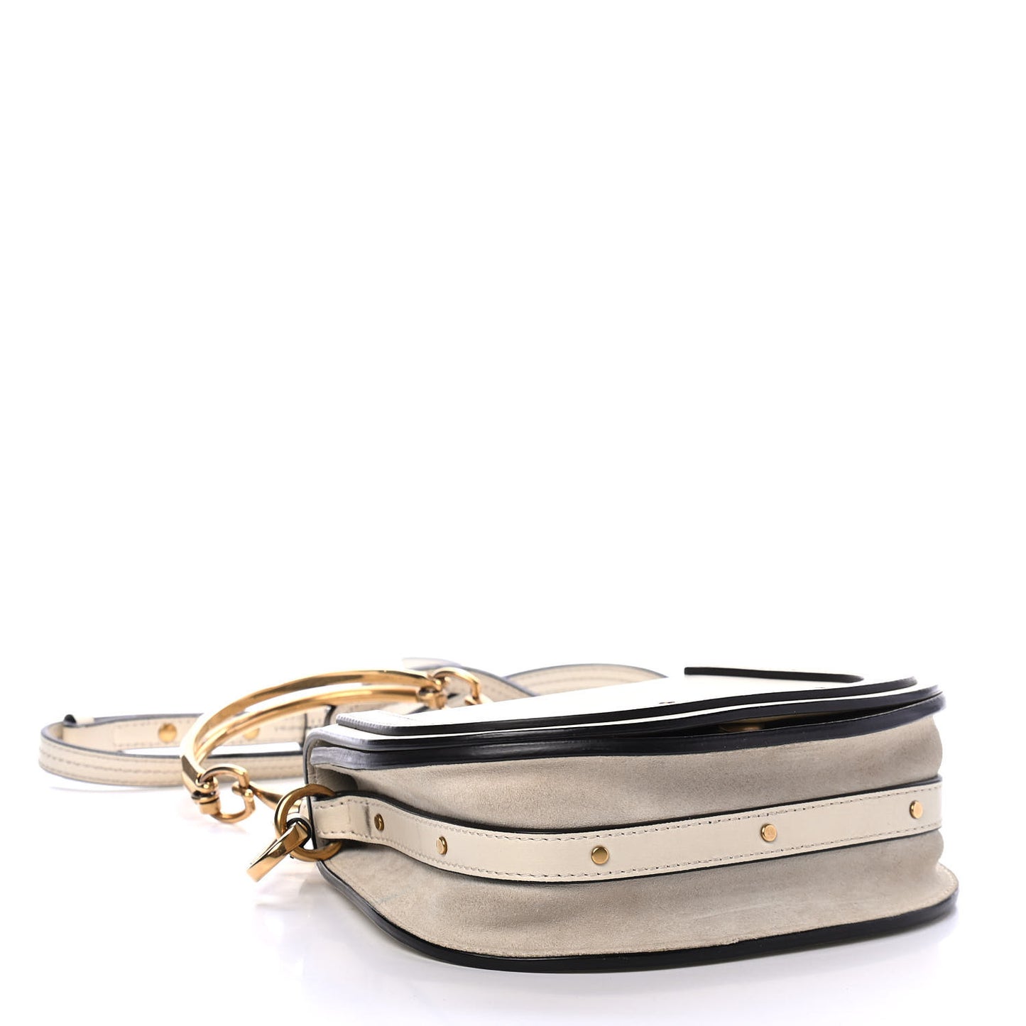 Calfskin Suede Small Nile Bracelet Bag Off White