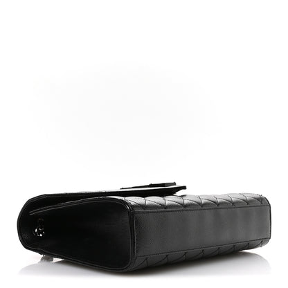 Saint Laurent Grain De Poudre Textured Mixed Matelasse Triquilt Medium Monogram Monochrome Satchel Black 4 of 11