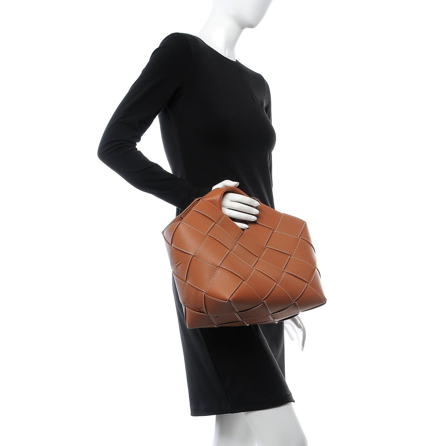 Calfskin Woven Basket Bag Tan
