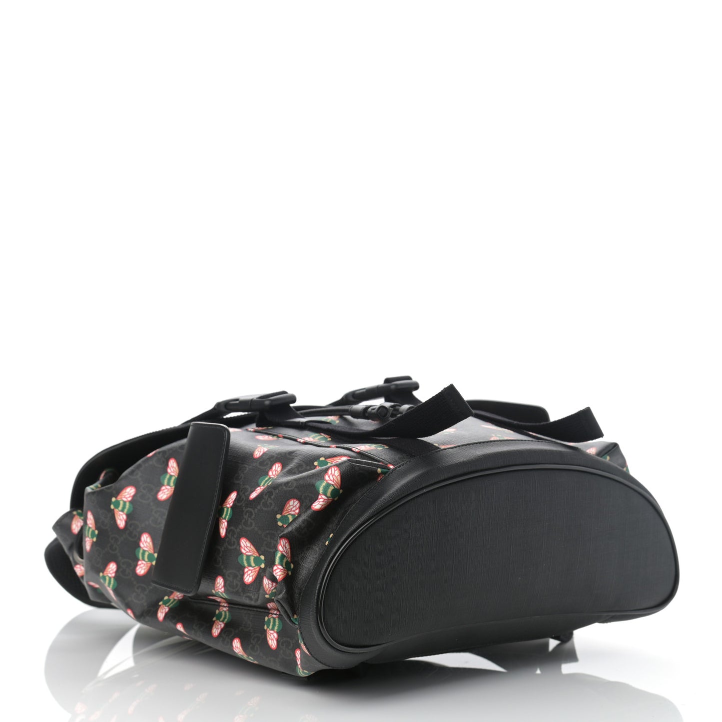 Soft GG Supreme Monogram Bee Multicolor Appia Calfskin Double Buckle Backpack Black Multicolor