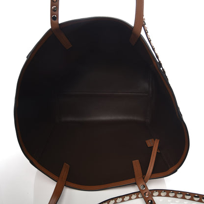 Prada Calfskin Studded Tote Dark Brown 6 of 10