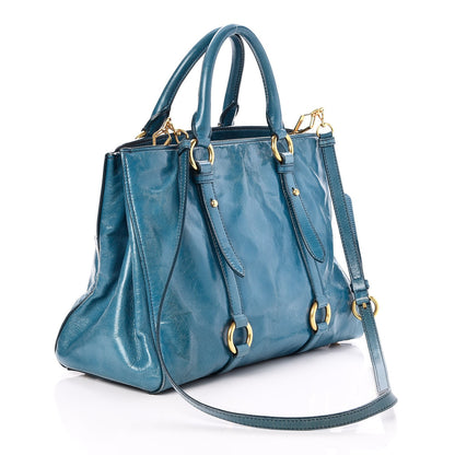 Miu Miu Vitello Shine Tote Ocean 4 of 9