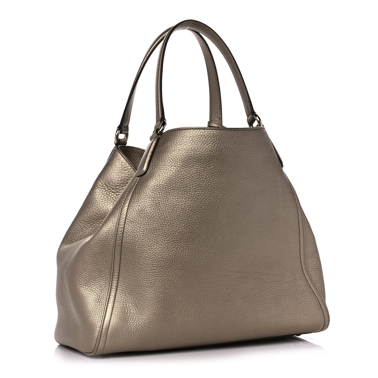 Gucci Metallic Pebbled Calfskin Medium Soho Shoulder Bag Golden Beige 3 of 13