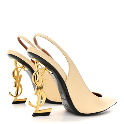 Saint Laurent Calfskin Opyum 110 Slingback Pumps 36.5 Real Beige 4 of 12