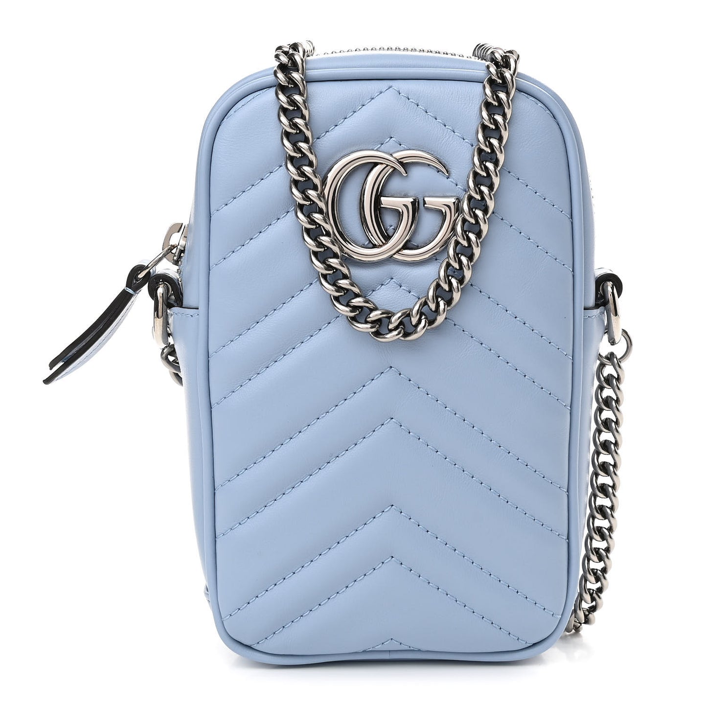 Calfskin Matelasse Mini GG Marmont Crossbody Bag Porcelain Light Blue