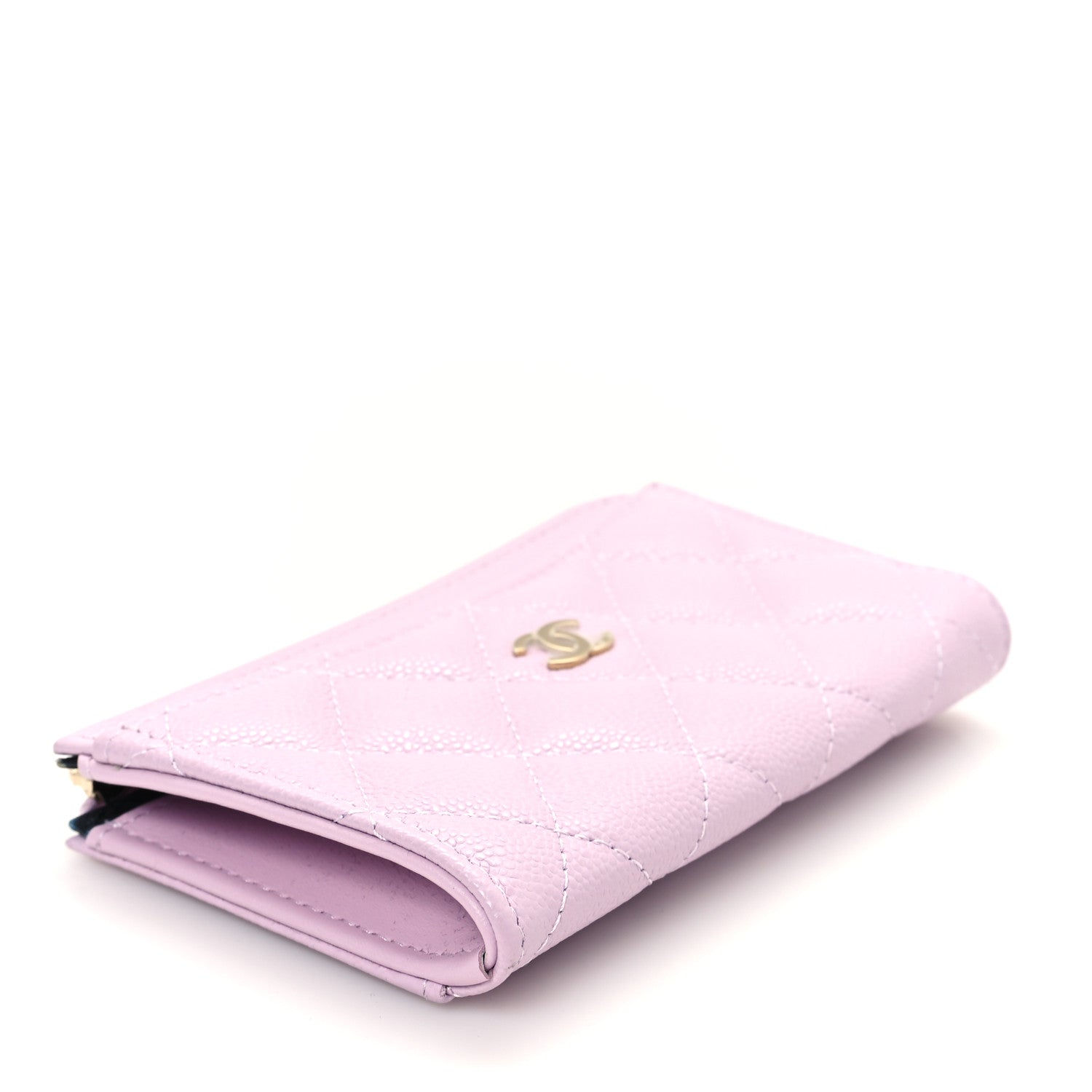 Chanel Caviar Quilted CC Zip Around Card Holder Light Purple 4 of 8