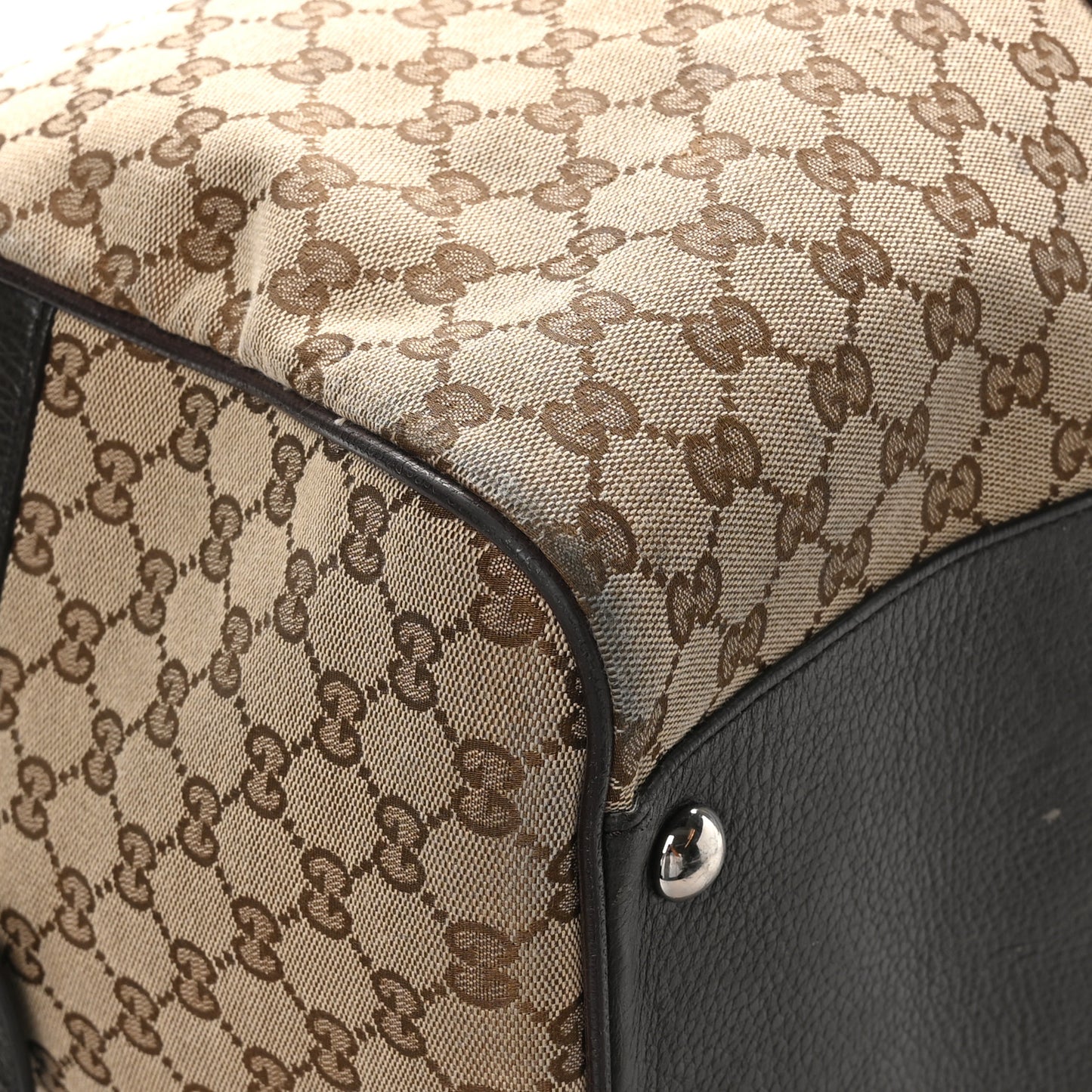 Monogram Dollar Calfskin Large Boston Duffle Bag Beige Ebony Testa di Moro Marrone Scuro