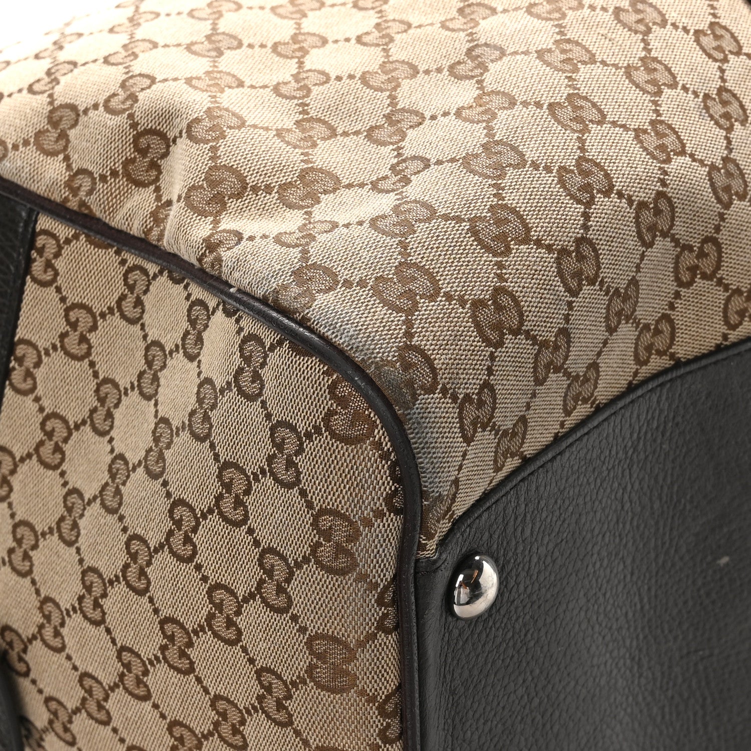 Gucci Monogram Dollar Calfskin Large Boston Duffle Bag Beige Ebony Testa di Moro Marrone Scuro 8 of 16