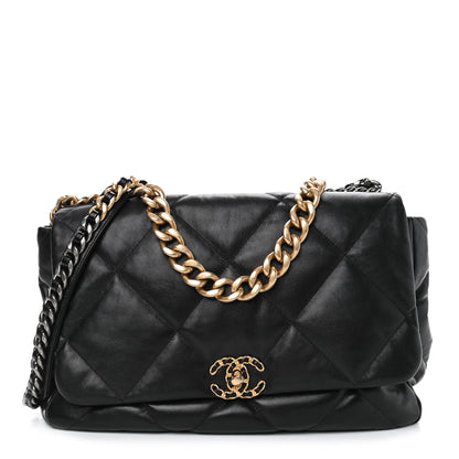 Chanel Goatskin Quilted Maxi Chanel 19 Flap Black 1 of 4