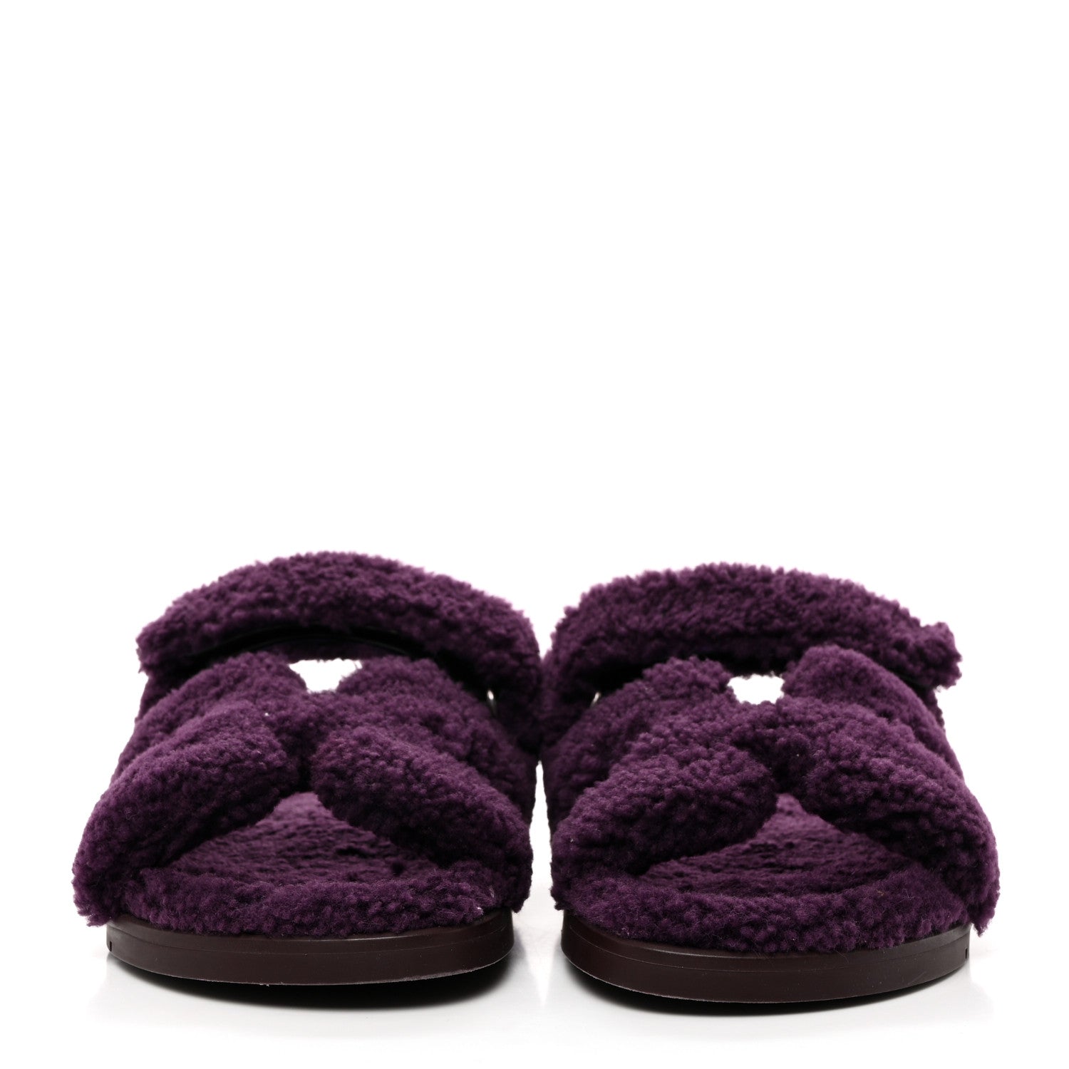 Hermes Woolskin Womens Chypre Sandals 38 Violet Fonce 2 of 9