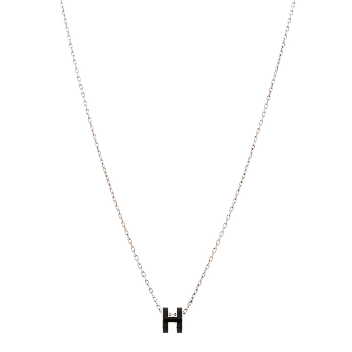 Lacquered Palladium Mini Pop H Pendant Necklace Black