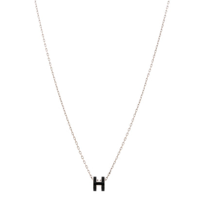 Hermes Lacquered Palladium Mini Pop H Pendant Necklace Black 1 of 6