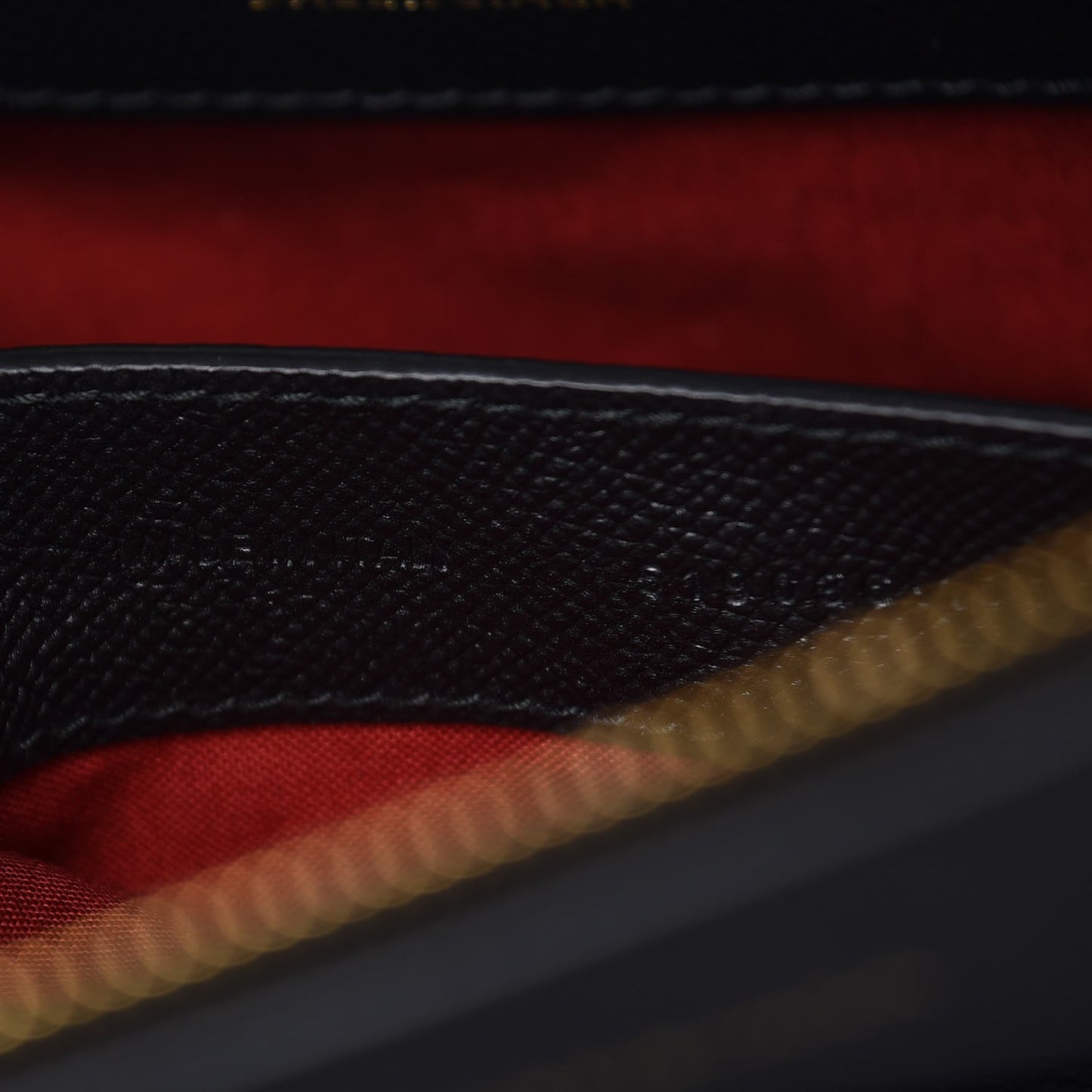 Signature Grained Calfskin Logo M Ville Top Handle Bag Black