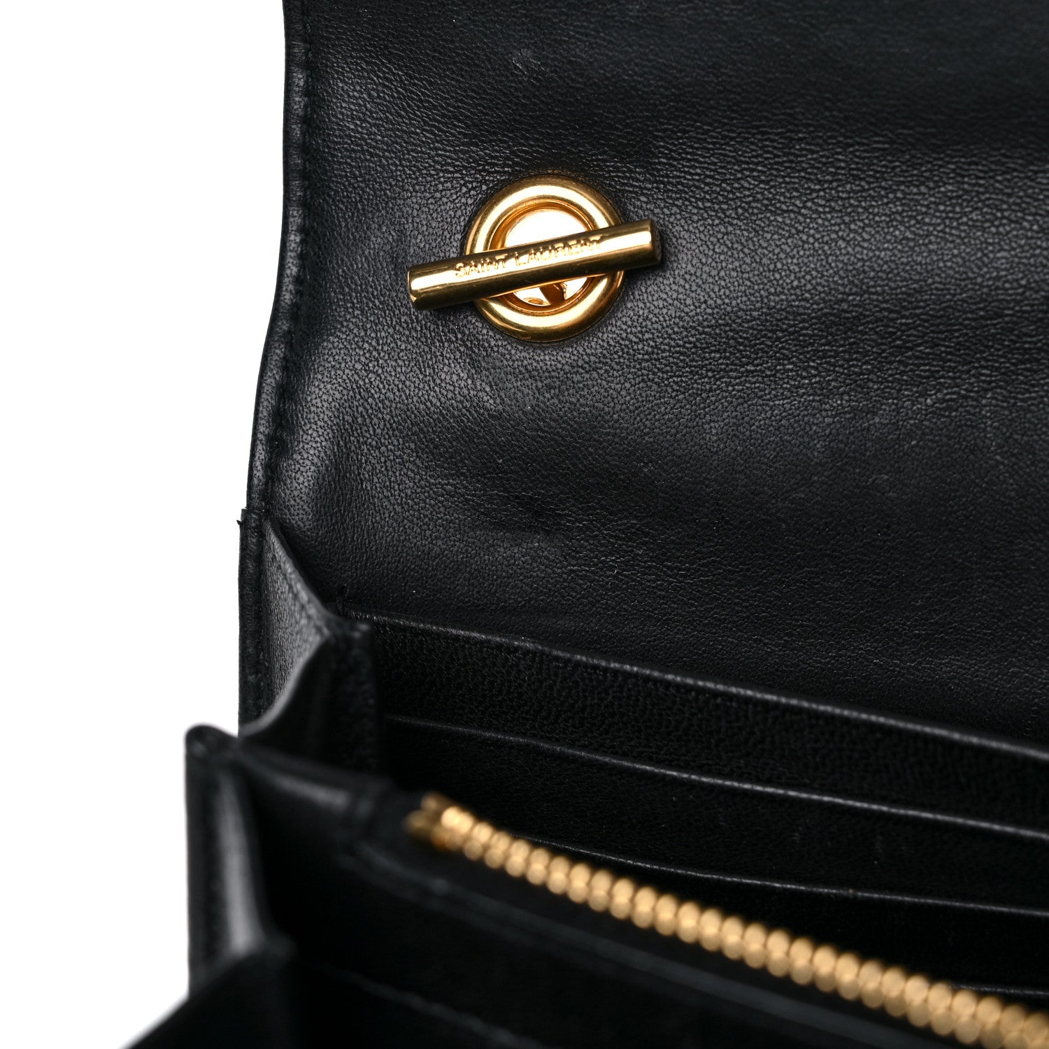 Saint Laurent Lambskin Matelasse Monogram Vicky Chain Wallet Black 18 of 24