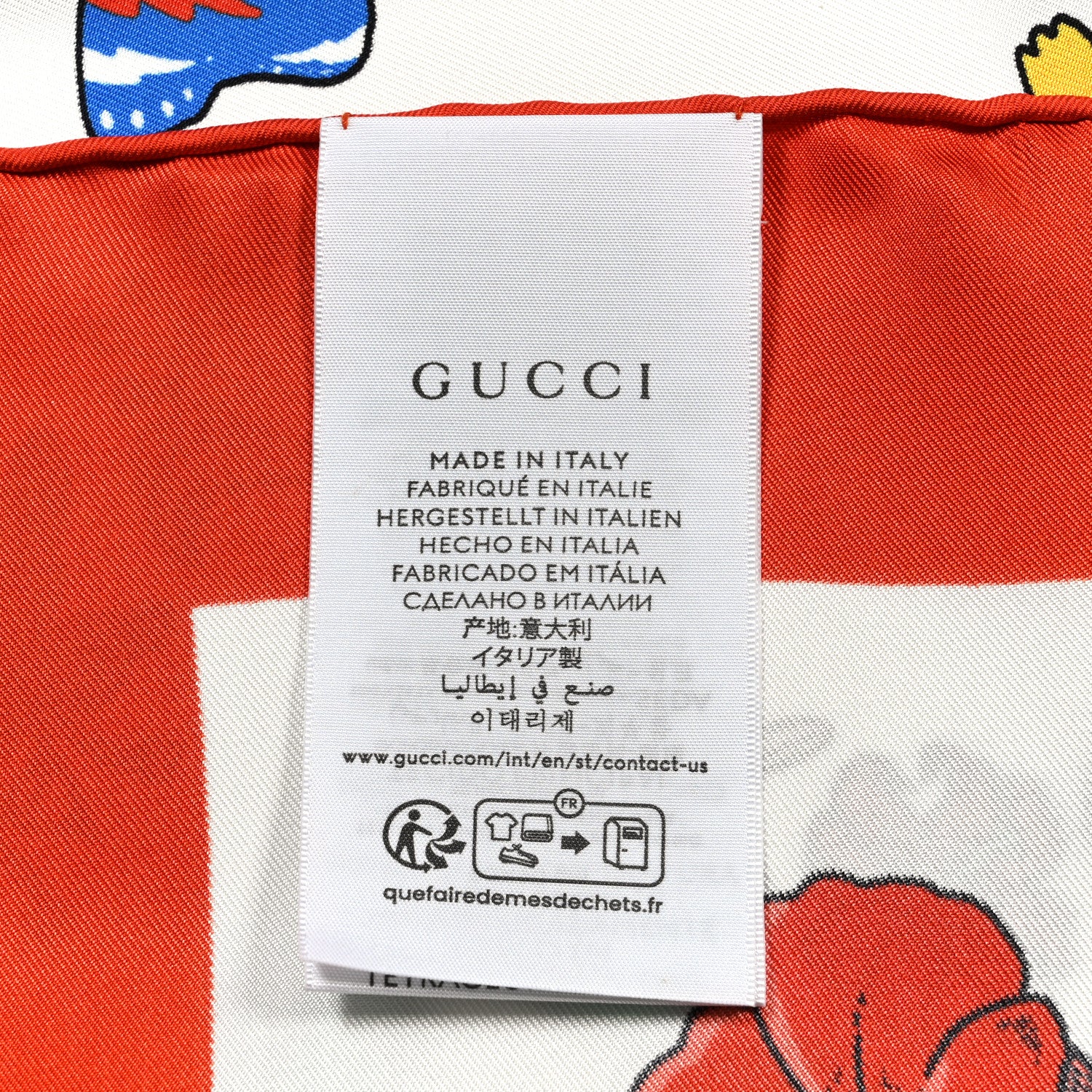 Gucci Silk Twill Flora Square Scarf Red 2 of 3