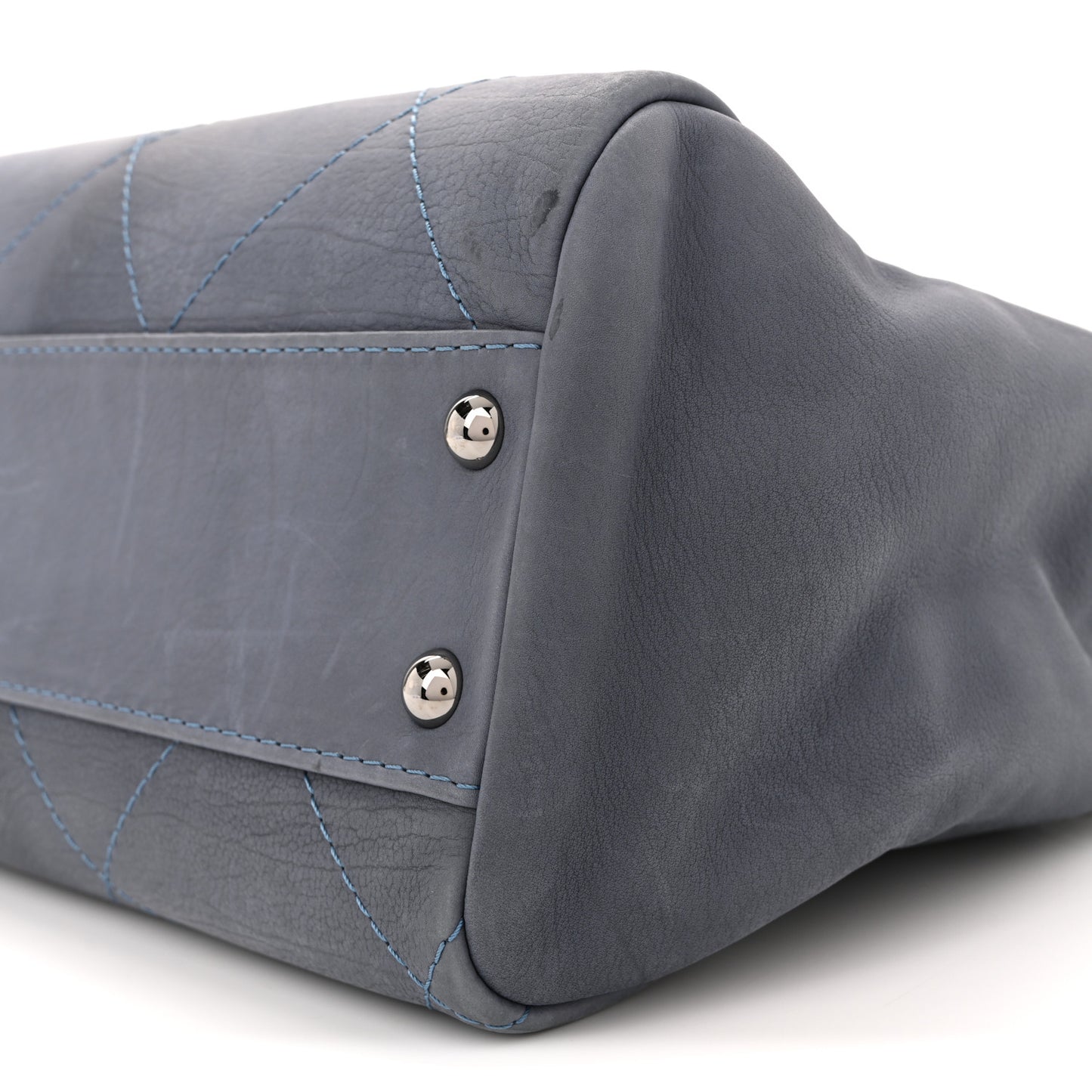 Washed Calfskin Diamond Stitch Large Hamptons Shopping Tote Blue
