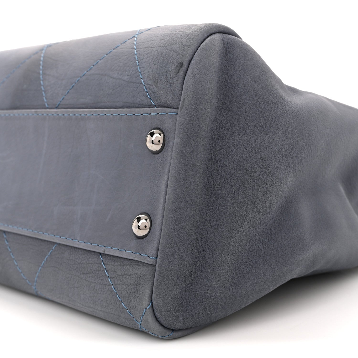 Chanel Washed Calfskin Diamond Stitch Large Hamptons Shopping Tote Blue 10 of 12