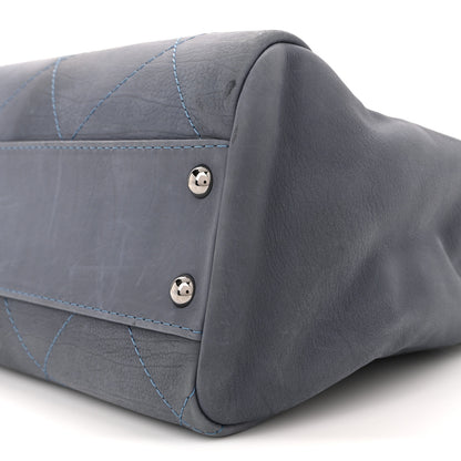 Chanel Washed Calfskin Diamond Stitch Large Hamptons Shopping Tote Blue 10 of 12