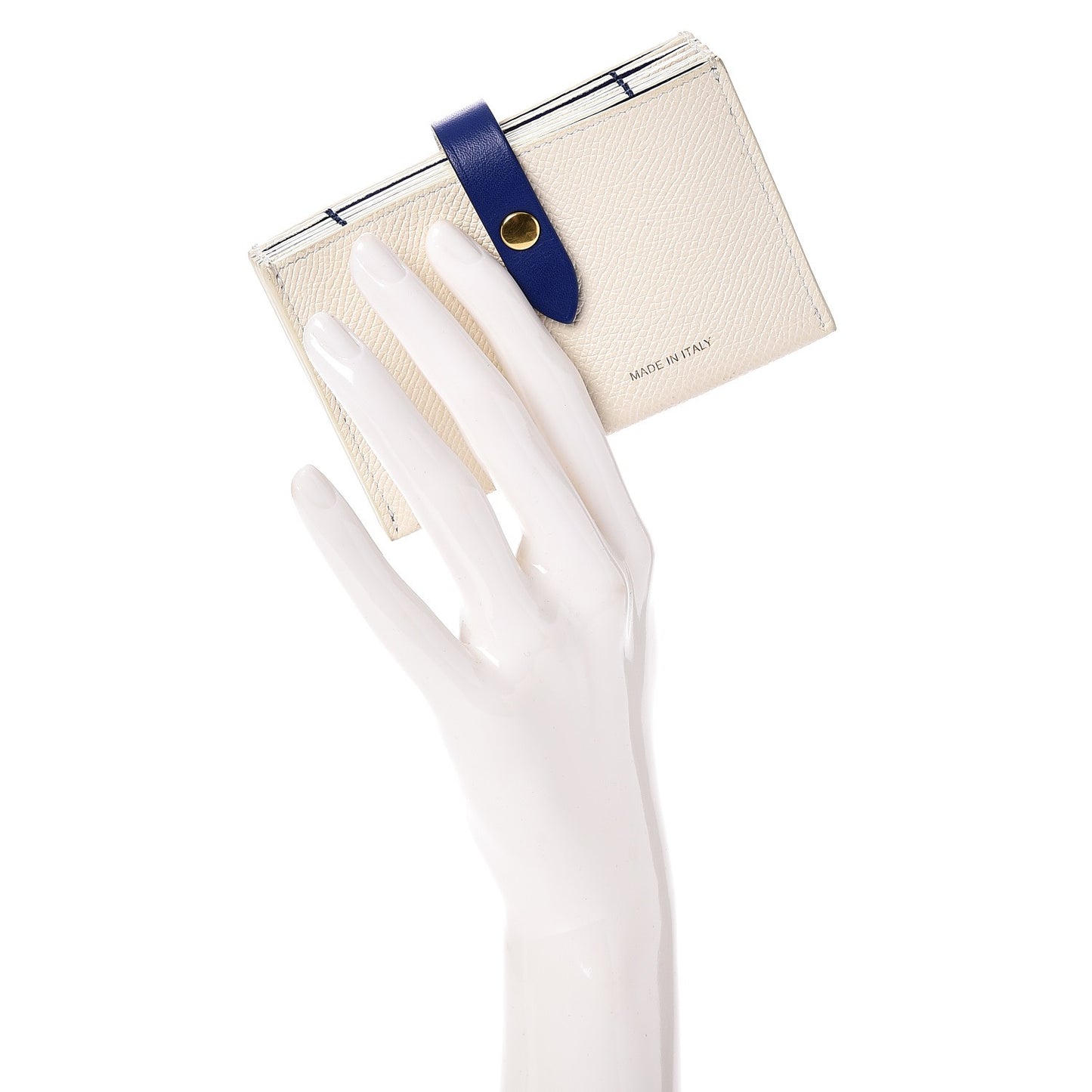Grained Shiny Calfskin Accordion Card Holder White