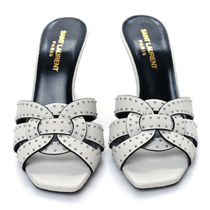 Saint Laurent Grain De Poudre Tribute 85 Slide Studded Sandals 36 Off White 2 of 9