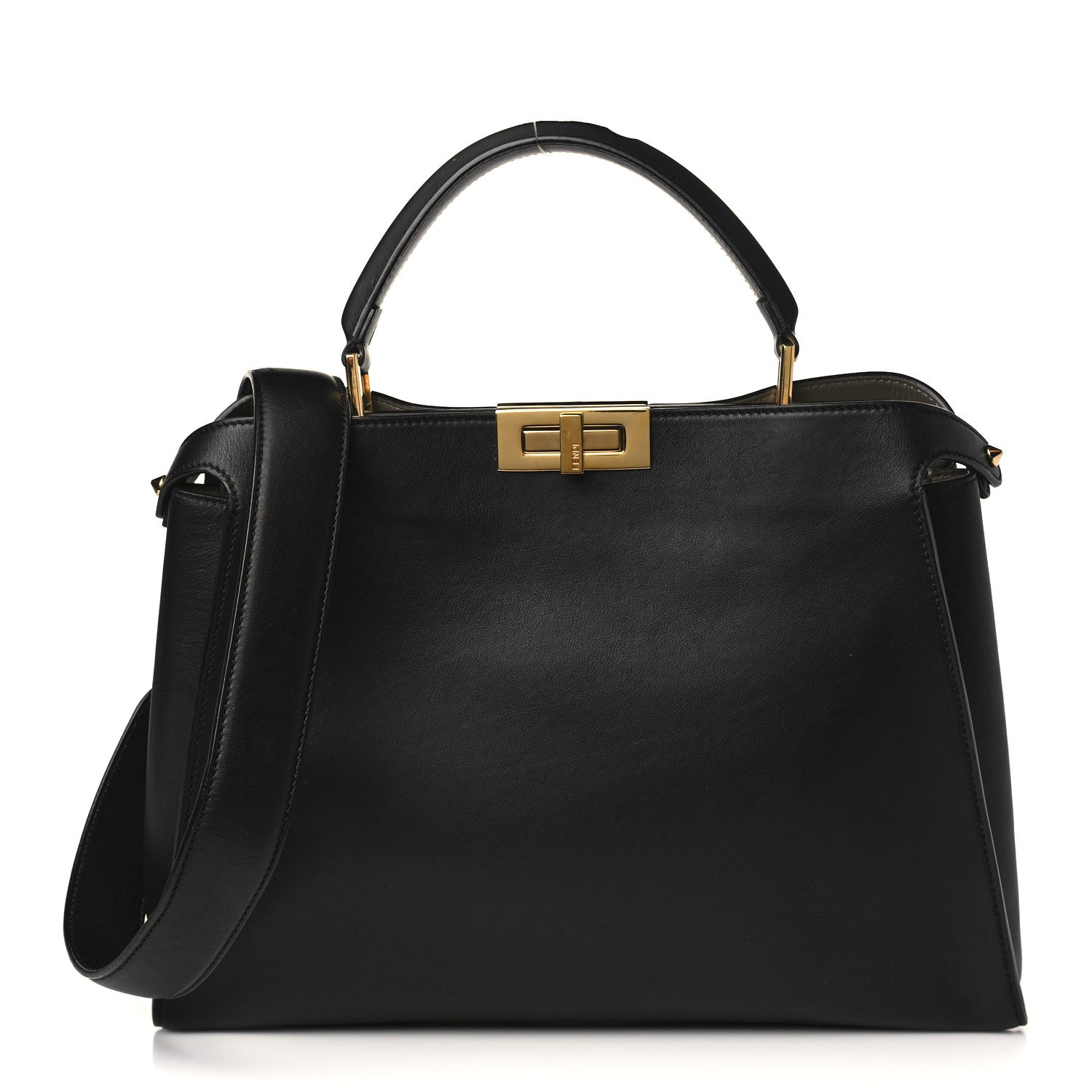 Fendi Vitello Tahiti Burro Large Peekaboo Iconic Essentially Satchel Black Corda 1 of 10
