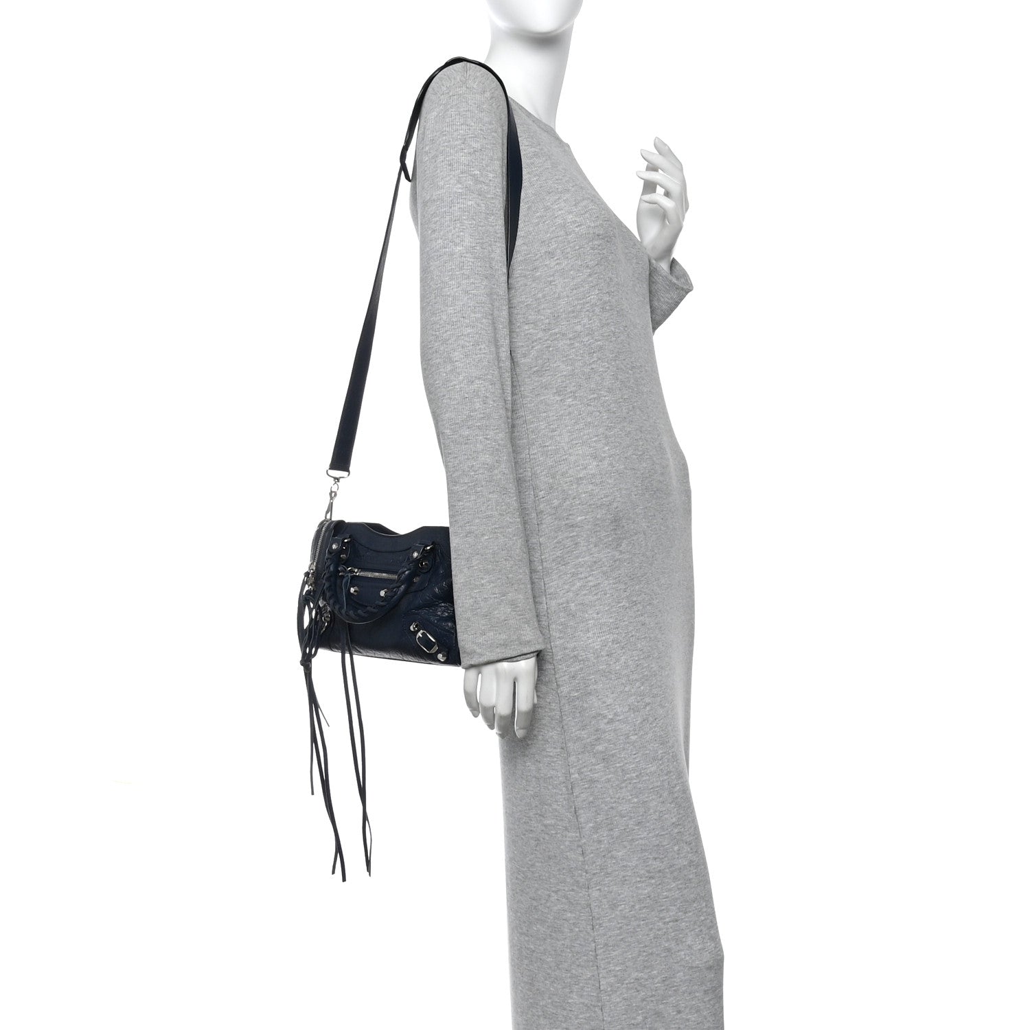 Balenciaga Agneau Classic Silver Hardware Mini City Bleu De Minuit 2 of 11