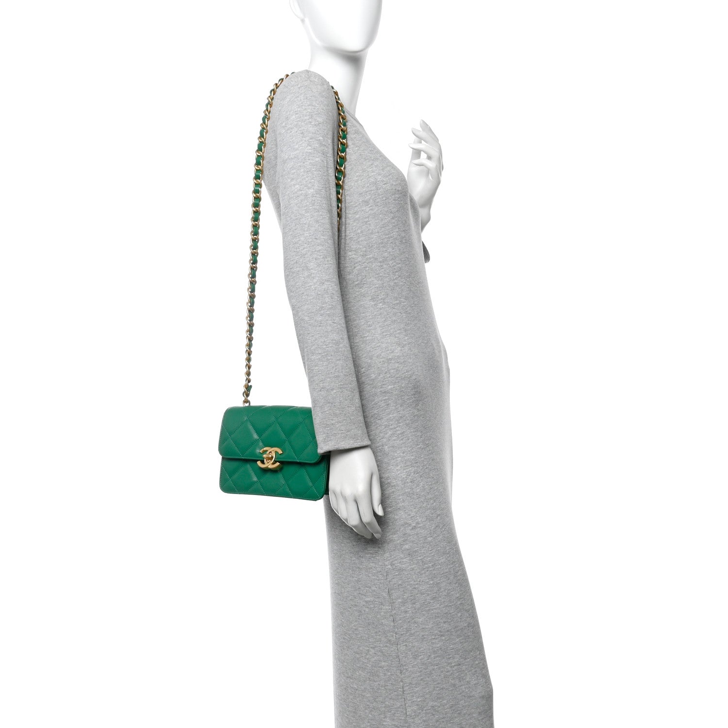 Chanel Caviar Quilted Mini CC Flap Green 2 of 11