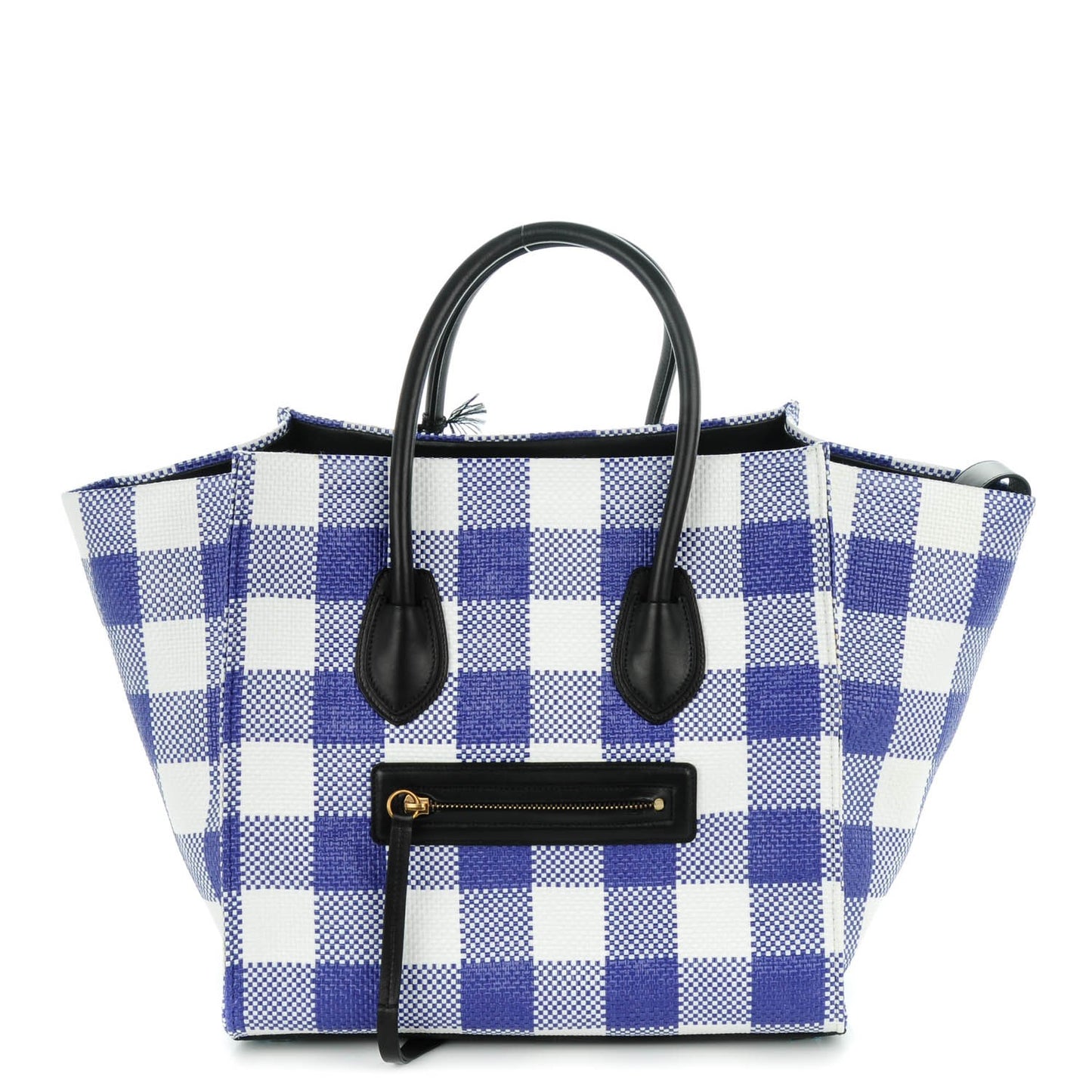 Gingham Woven Medium Phantom Luggage Cobalt