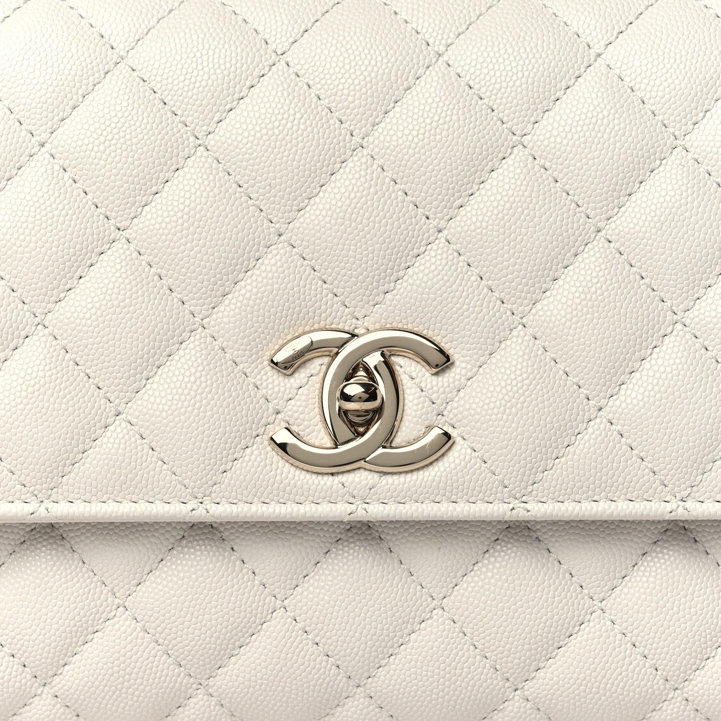 Caviar Quilted Small Coco Handle Flap White