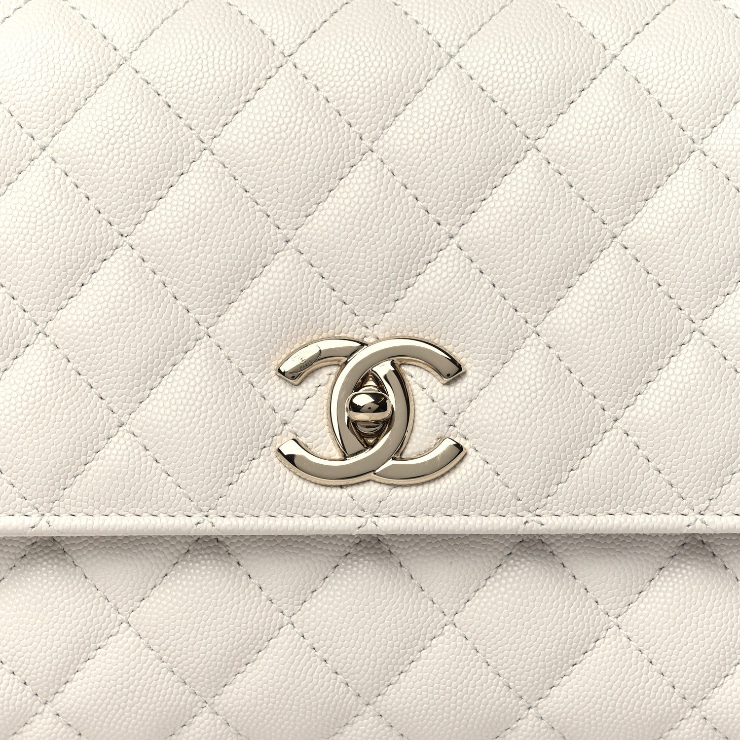 Chanel Caviar Quilted Small Coco Handle Flap White 8 of 11