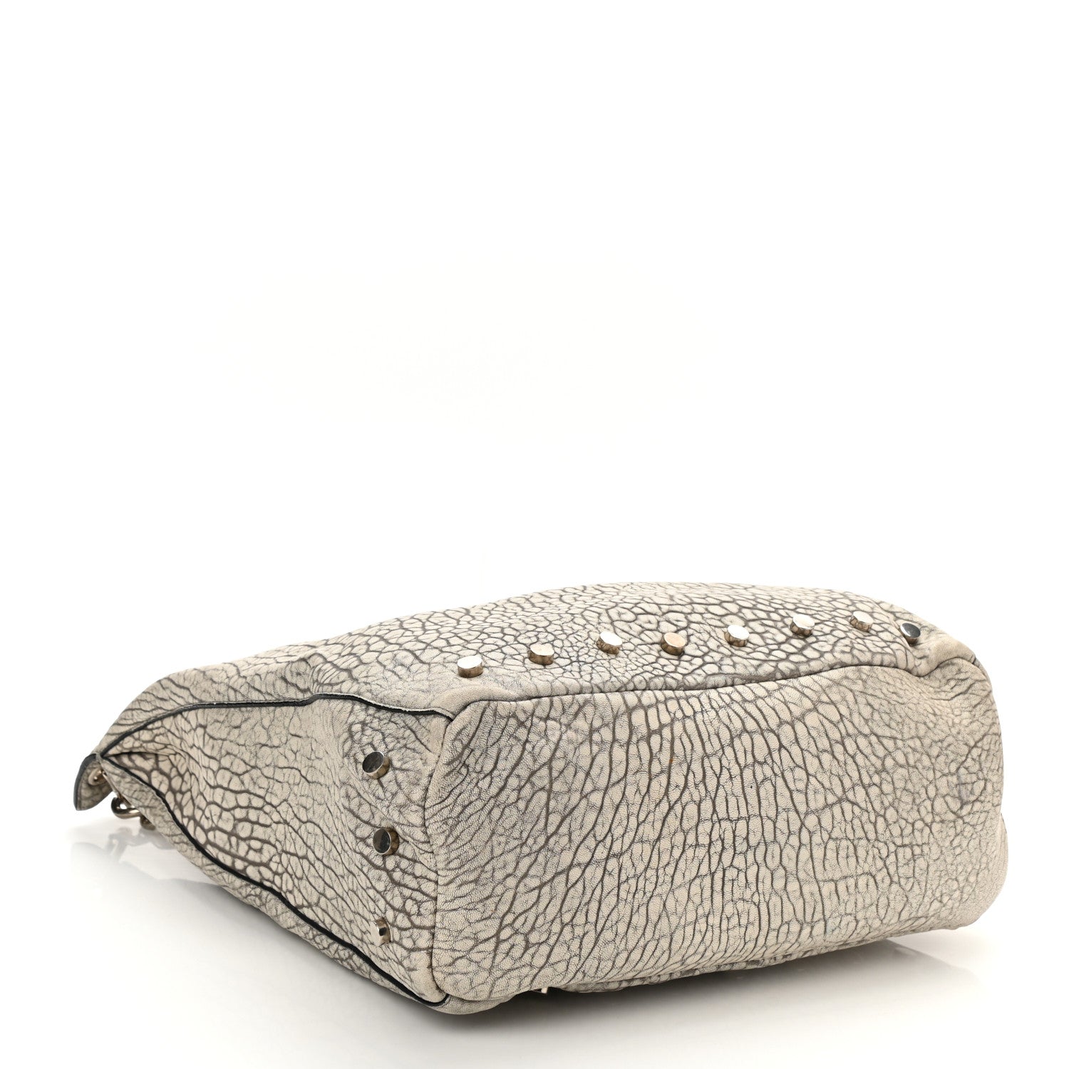 Jimmy Choo Washed Grainy Lambskin Studded Raven Hobo White Black 3 of 7