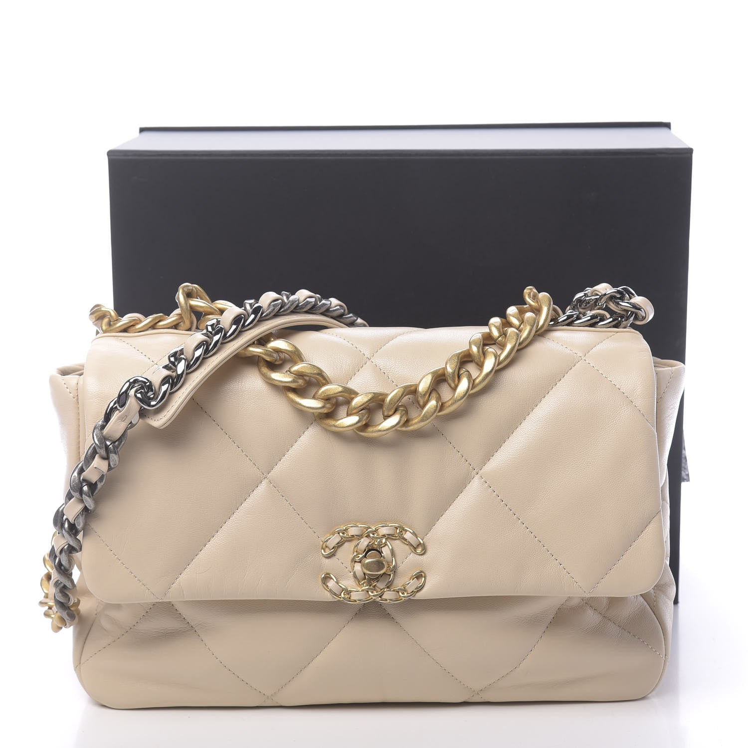 Chanel Goatskin Quilted Large 19 Flap Beige 11 of 11