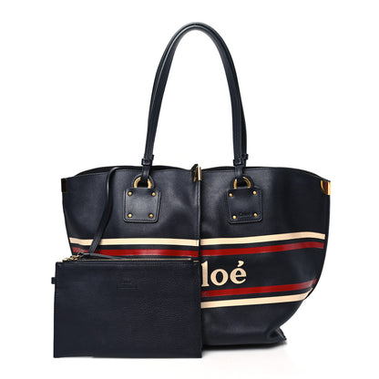 Chloe Smooth Calfskin Medium Vick Tote Full Blue 1 of 10