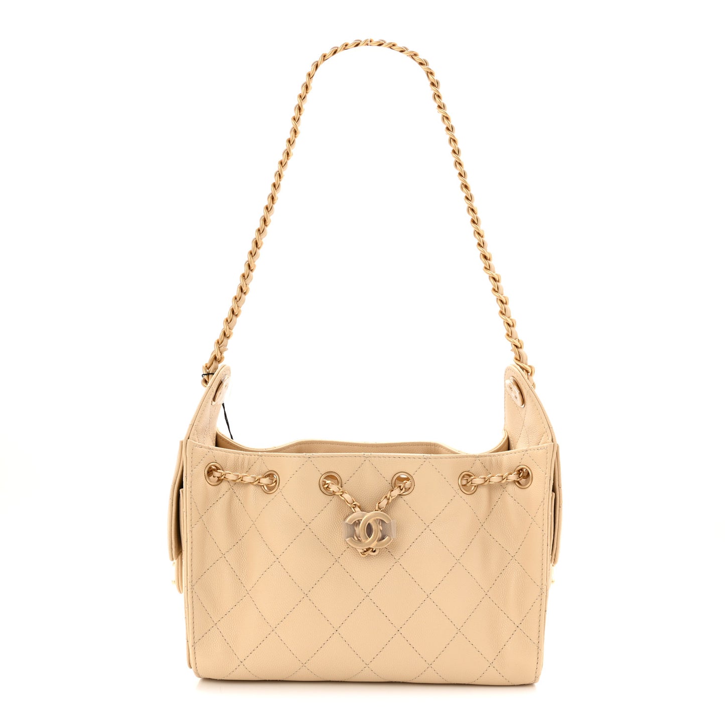 Caviar Quilted Mini Chanel 25 Handbag Beige