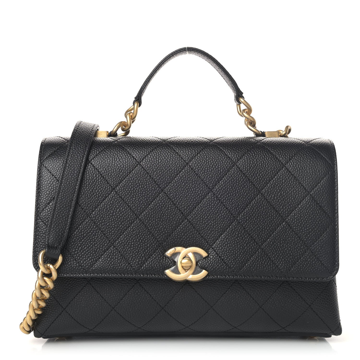 Chanel Grained Calfskin Small Stitched Flap Black 1 of 5