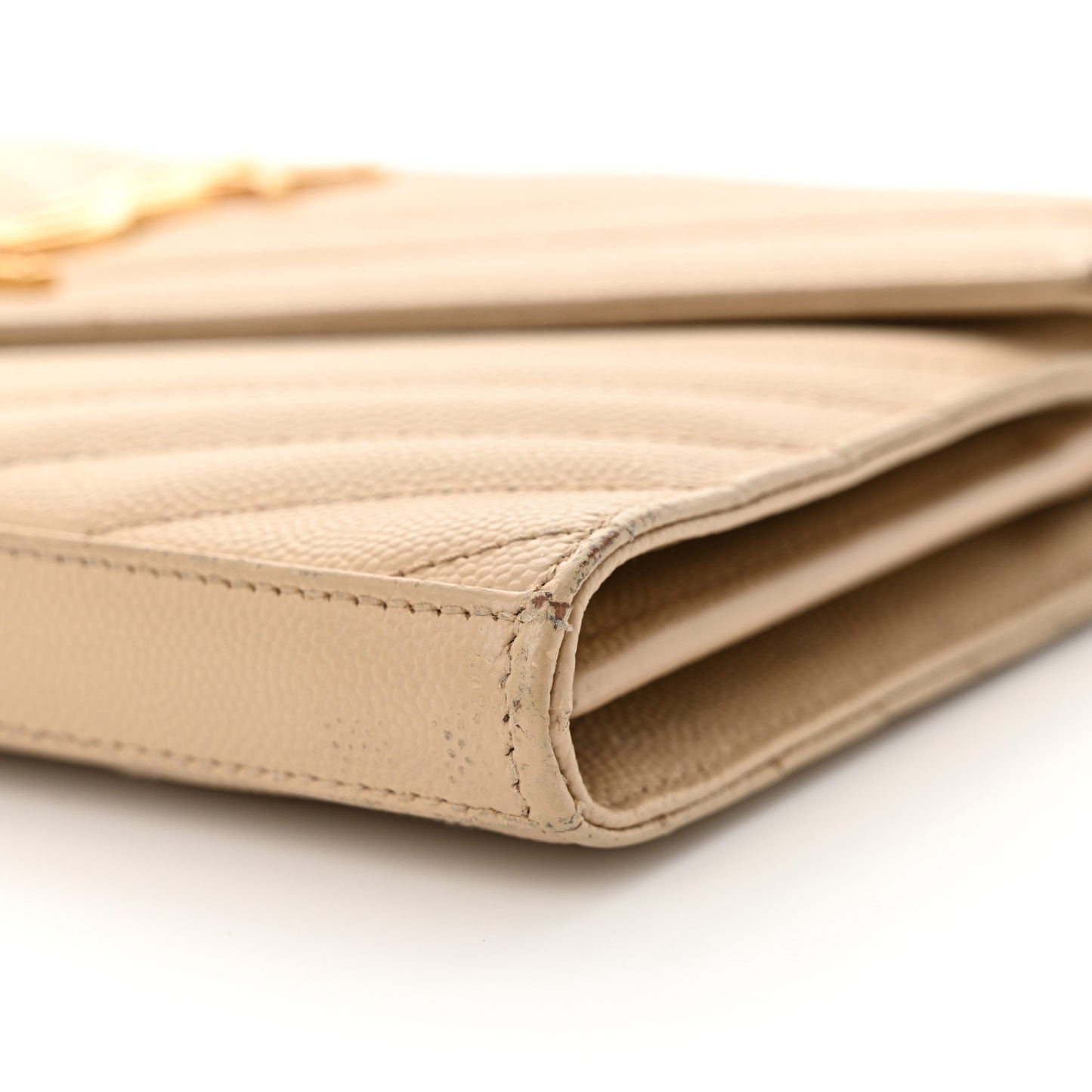 Grain De Poudre Matelasse Chevron Monogram Chain Wallet Deep Beige