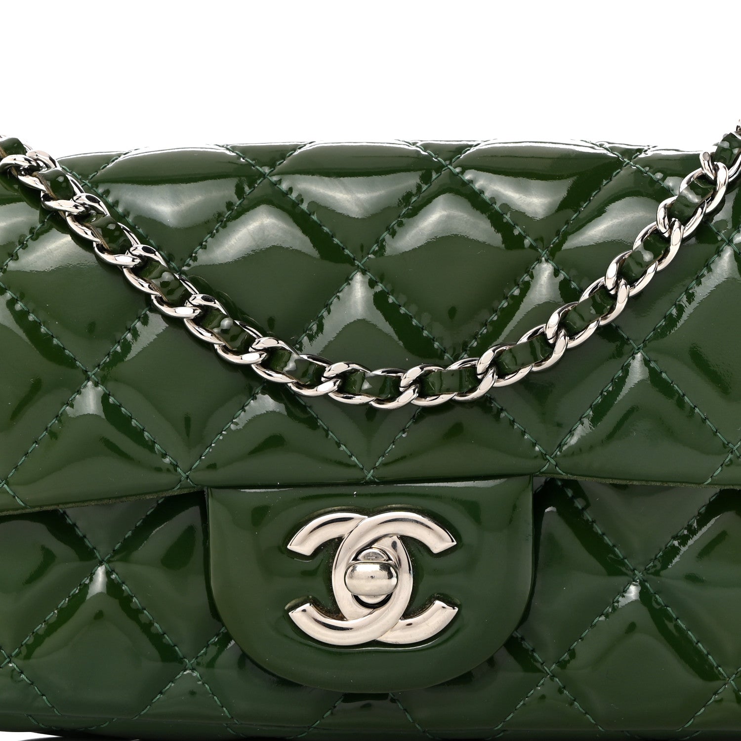 Chanel Patent Quilted Extra Mini Flap Green 8 of 10