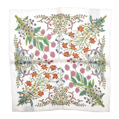 Gucci Silk Twill Nuovoflora Square Handkerchief Ivory Blue 1 of 5