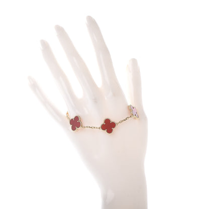 Van Cleef & Arpels 18K Yellow Gold Carnelian 5 Motifs Vintage Alhambra Bracelet 2 of 6