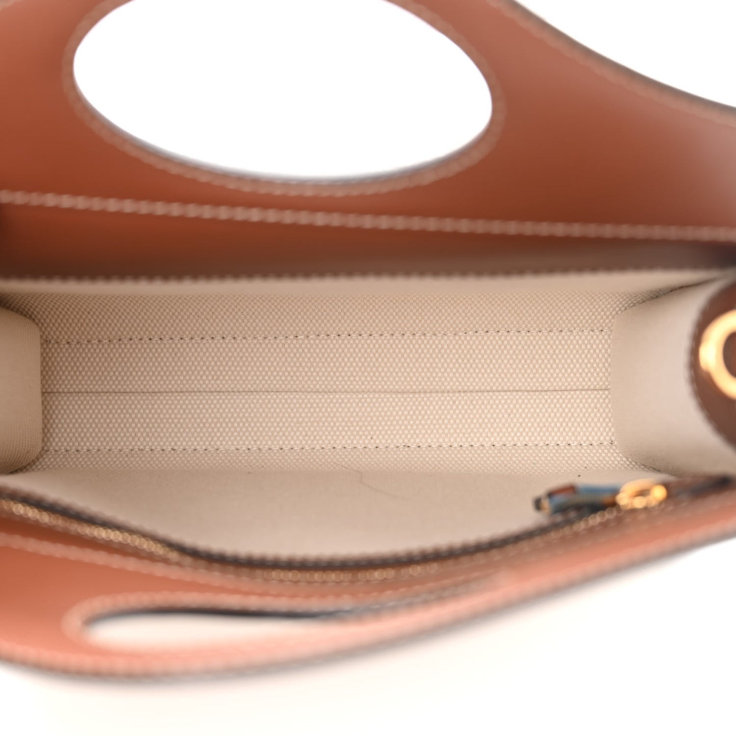 Canvas Smooth Calfskin Two Tone Mini Pocket Bag Natural Tan