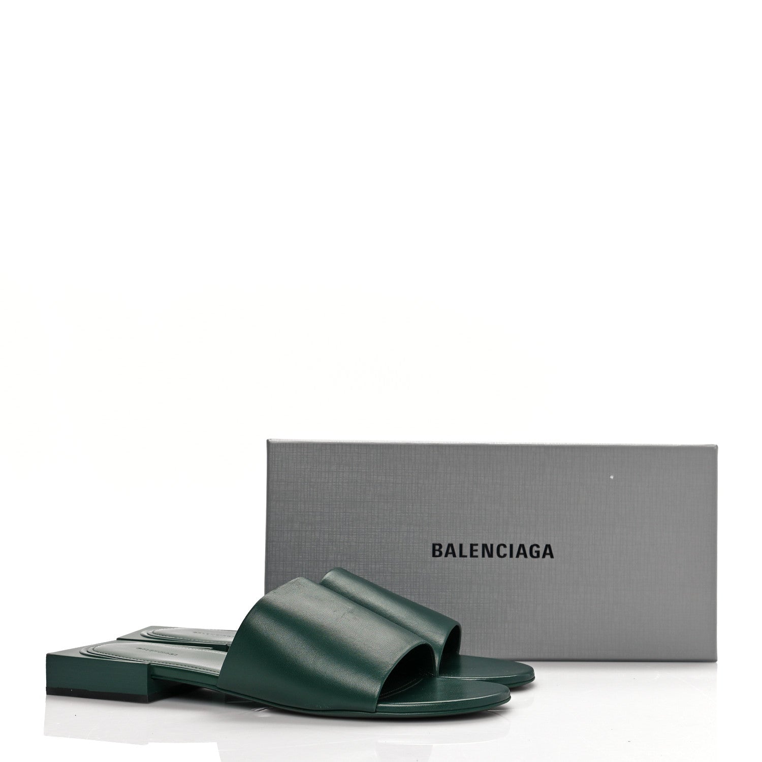 Balenciaga Shiny Sheepskin Box Flat Sandal 41 Green 15 of 15