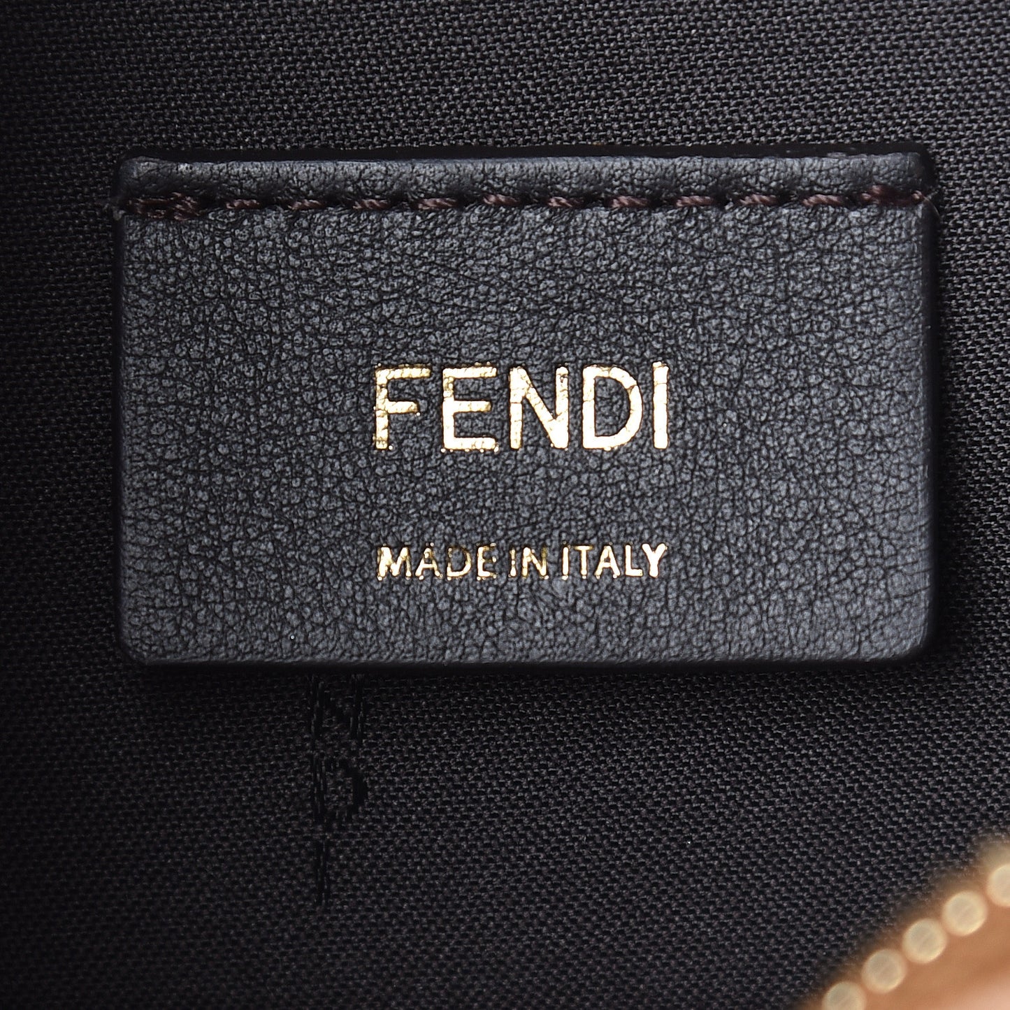 Glazed Fabric Vitello Century F is Fendi FF 1974 Stamp Patch Camera Case Mogano Panna Caramello