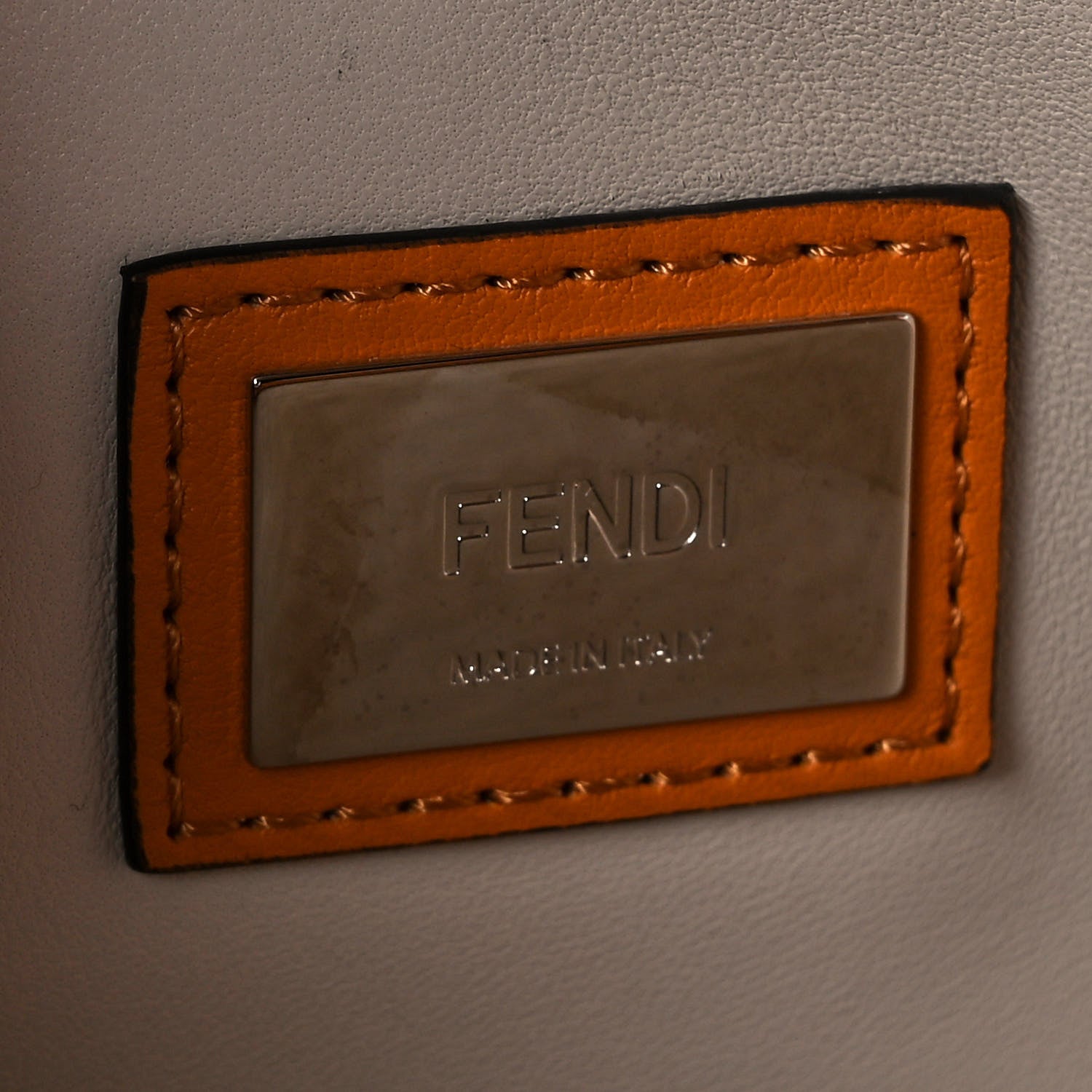 Fendi Vitello Seta Shiny Nappa Plexiglass Granite Medium Peekaboo Iconic Satchel Ginger Latte 7 of 10