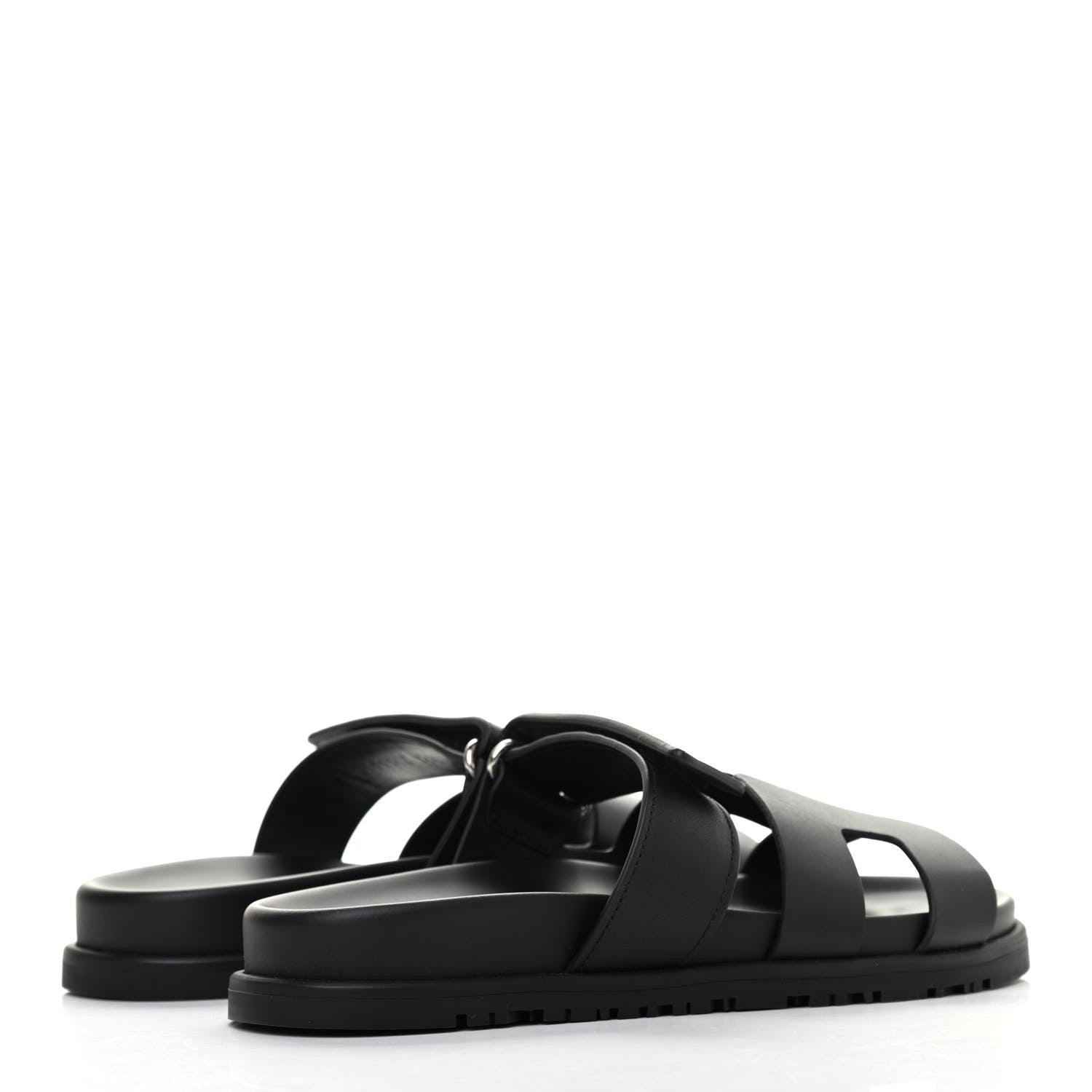 Hermes Calfskin Womens Chypre Sandals 36.5 Black 3 of 4