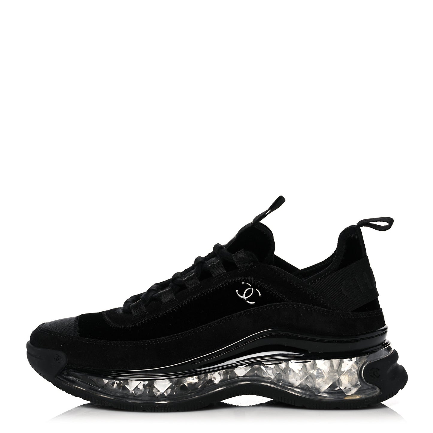 Suede Calfskin Velvet Grosgrain CC Sneakers 37 Black