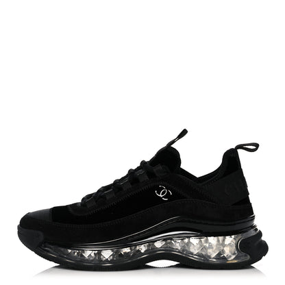 Chanel Suede Calfskin Velvet Grosgrain CC Sneakers 37 Black 1 of 7