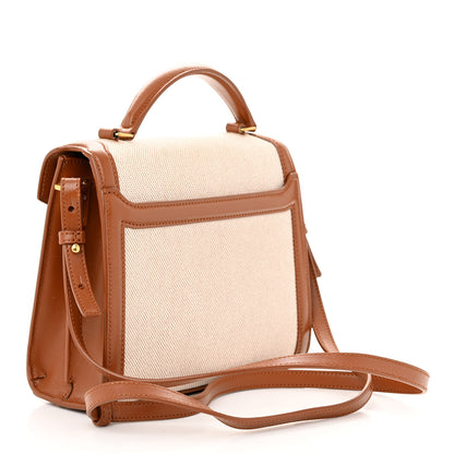 Saint Laurent Canvas Calfskin Mini Classic Monogram Cassandra Top Handle Tan Natural 3 of 11